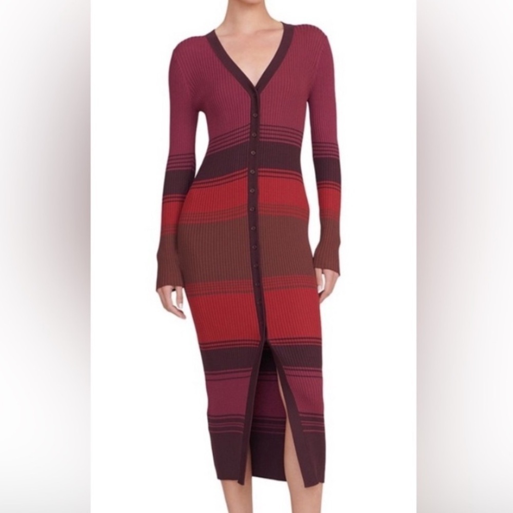 STAUD shoko sweater dress in syrah blend ribbed Bodycon